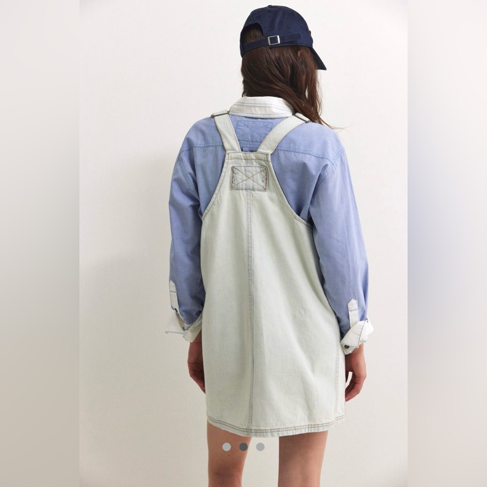 NWT FREE PEOPLE WE THE FREE Overall Smock Mini Top In Bleach Bloom MSRP $98 - Picture 2 of 9
